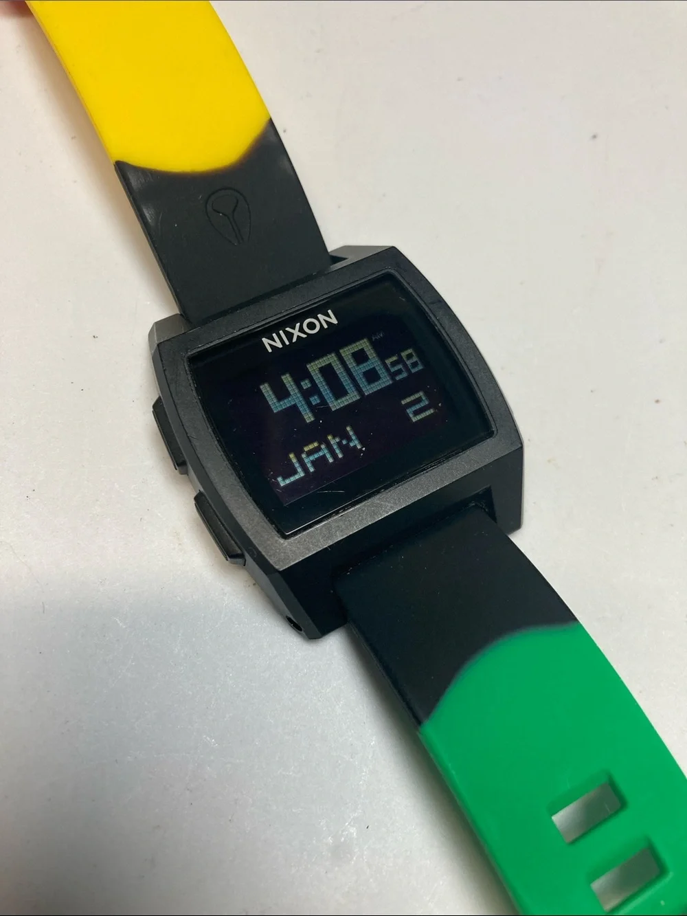 Nixon Base Tide, Rasta red green yellow color way, rare, new battery, Digital - Picture 2 of 16